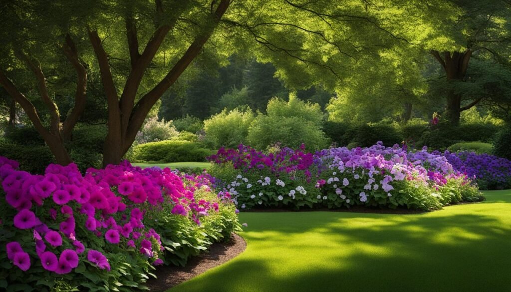 Designing with petunias in shade gardens