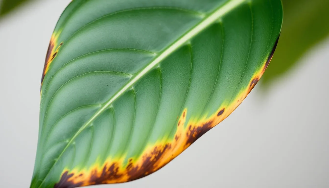 Brown crispy leaf margins from dry winter air—a humidity problem, not fixed by room fragrance alone
