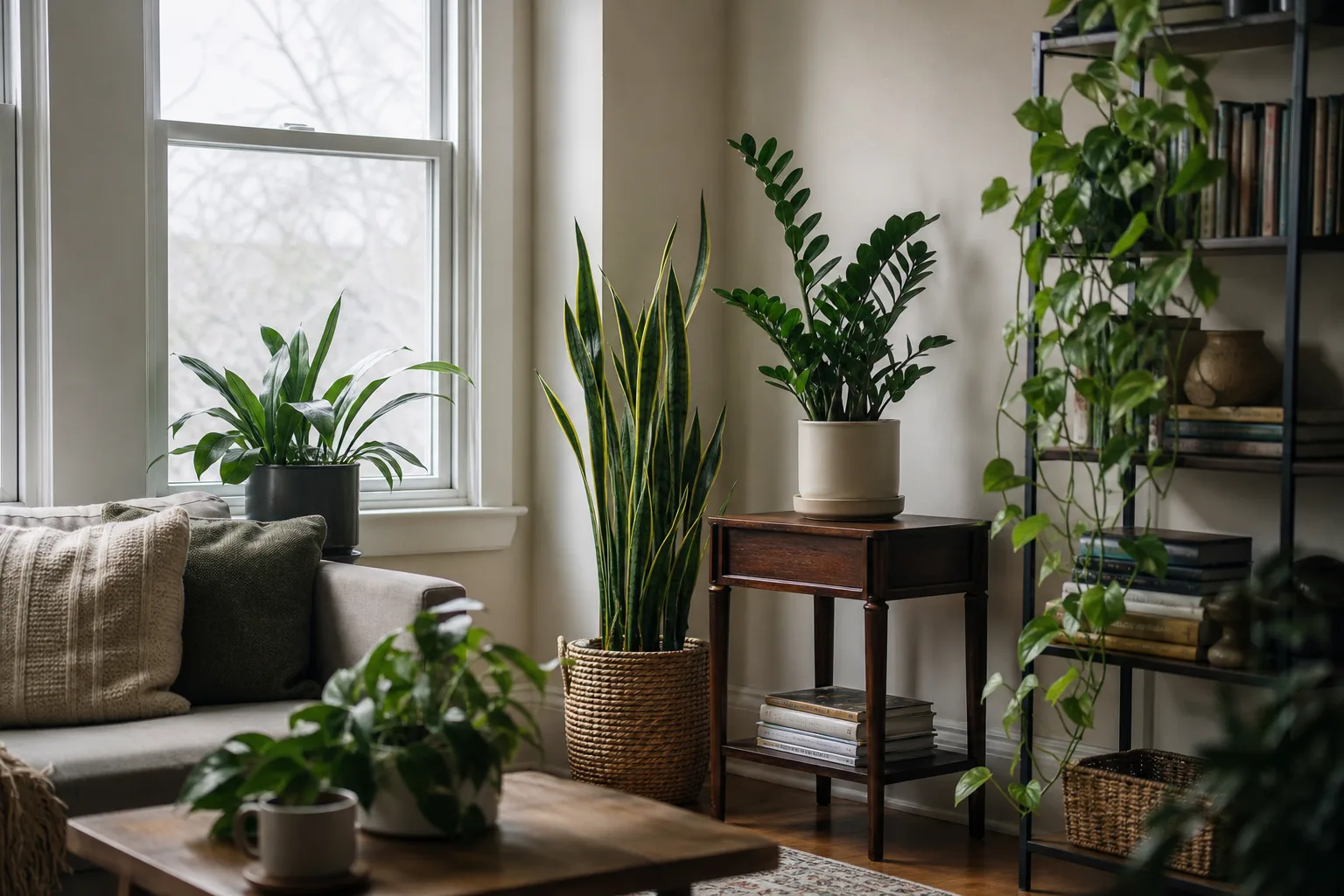 Hero illustrating 10 best low-light indoor plants for north-facing rooms and dark corners