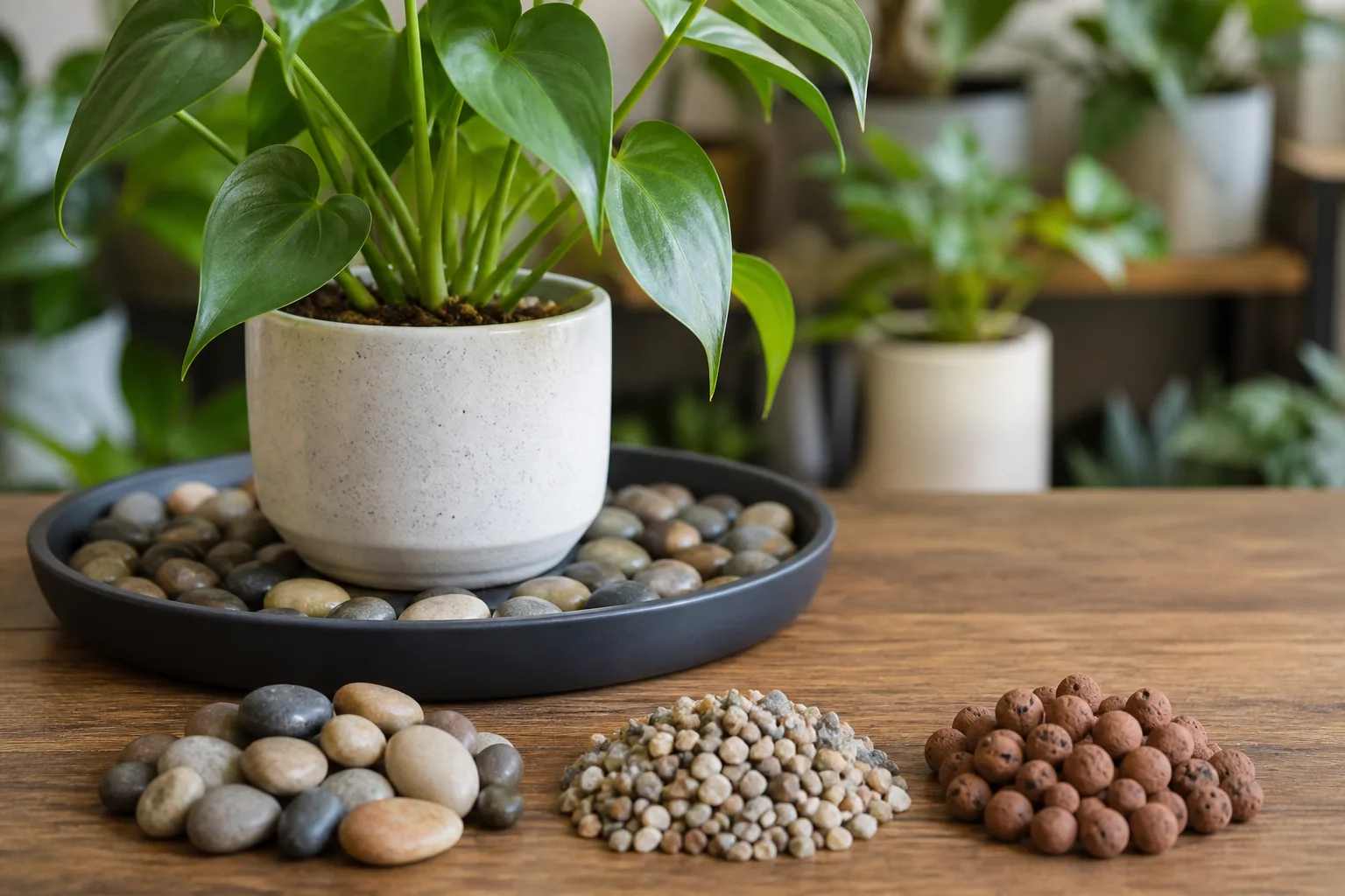 Pea gravel, river pebbles, and clay LECA compared for DIY humidity trays
