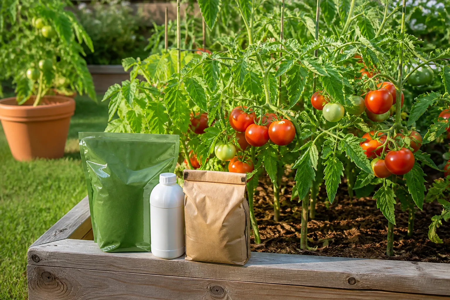 Hero illustrating 6 best tomato fertilizers for pots and garden beds