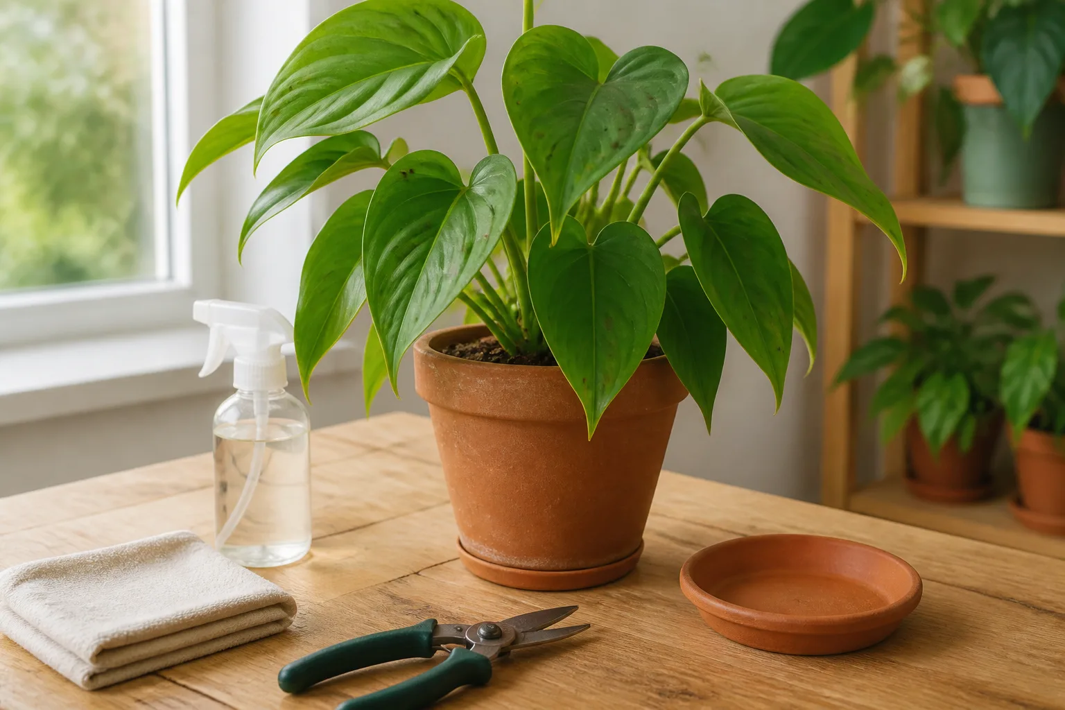 Side-by-side treatment paths for houseplant black spots by cause: dry-and-prune for fungal, discard for soft bacterial stems, warm-and-wait for cold, water less for edema