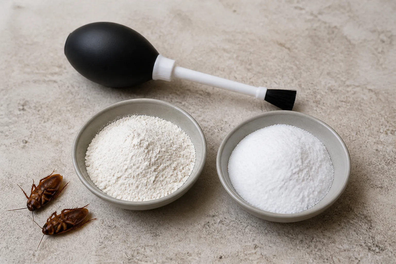 Comparison of boric acid powder and diatomaceous earth dust for cockroach control in a kitchen setting