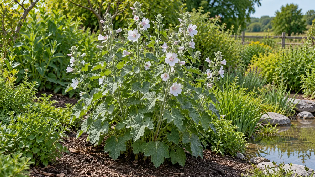 Marsh mallow planted in a sunny, moisture-retentive garden border