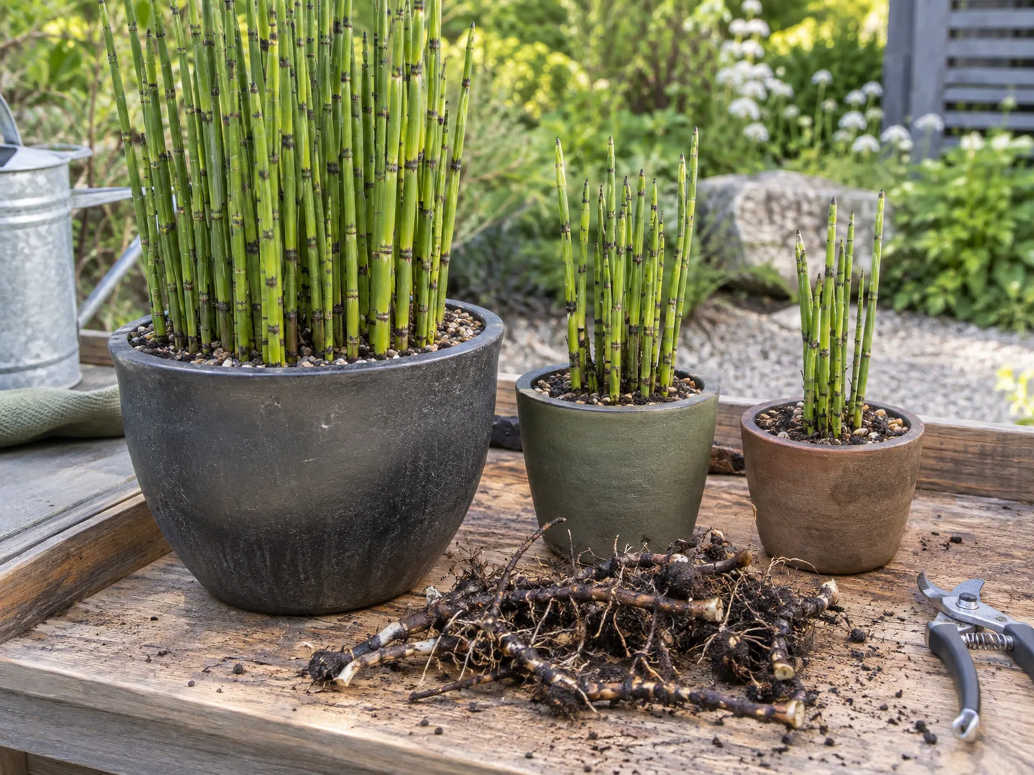 Plant horsetail step by step