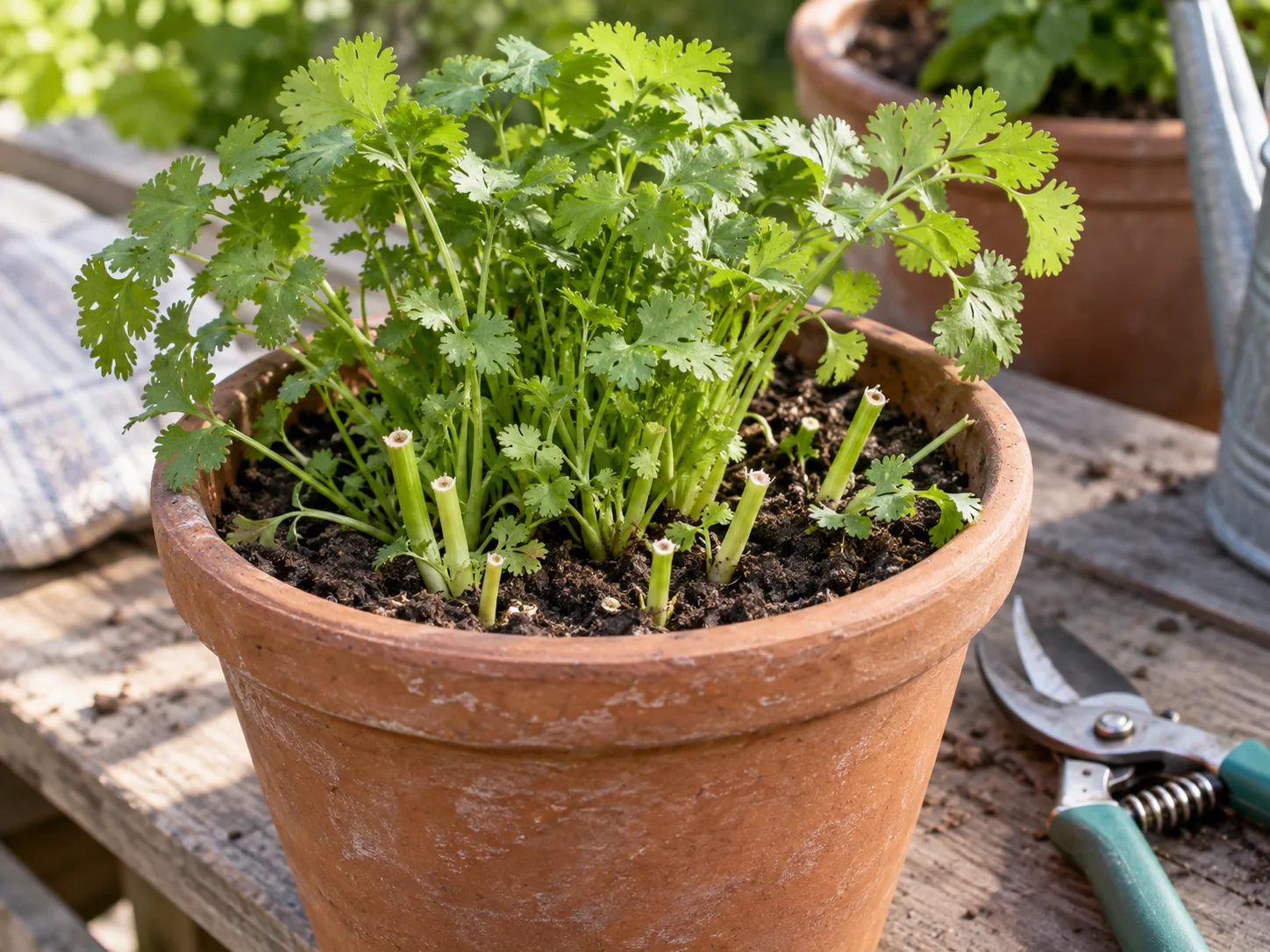 Reading cilantro growth before making a cut