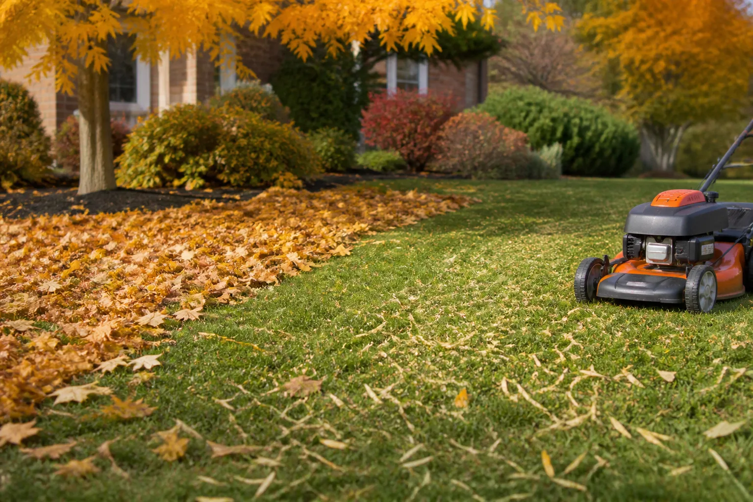 Hero illustrating mulching vs bagging vs leaving leaves