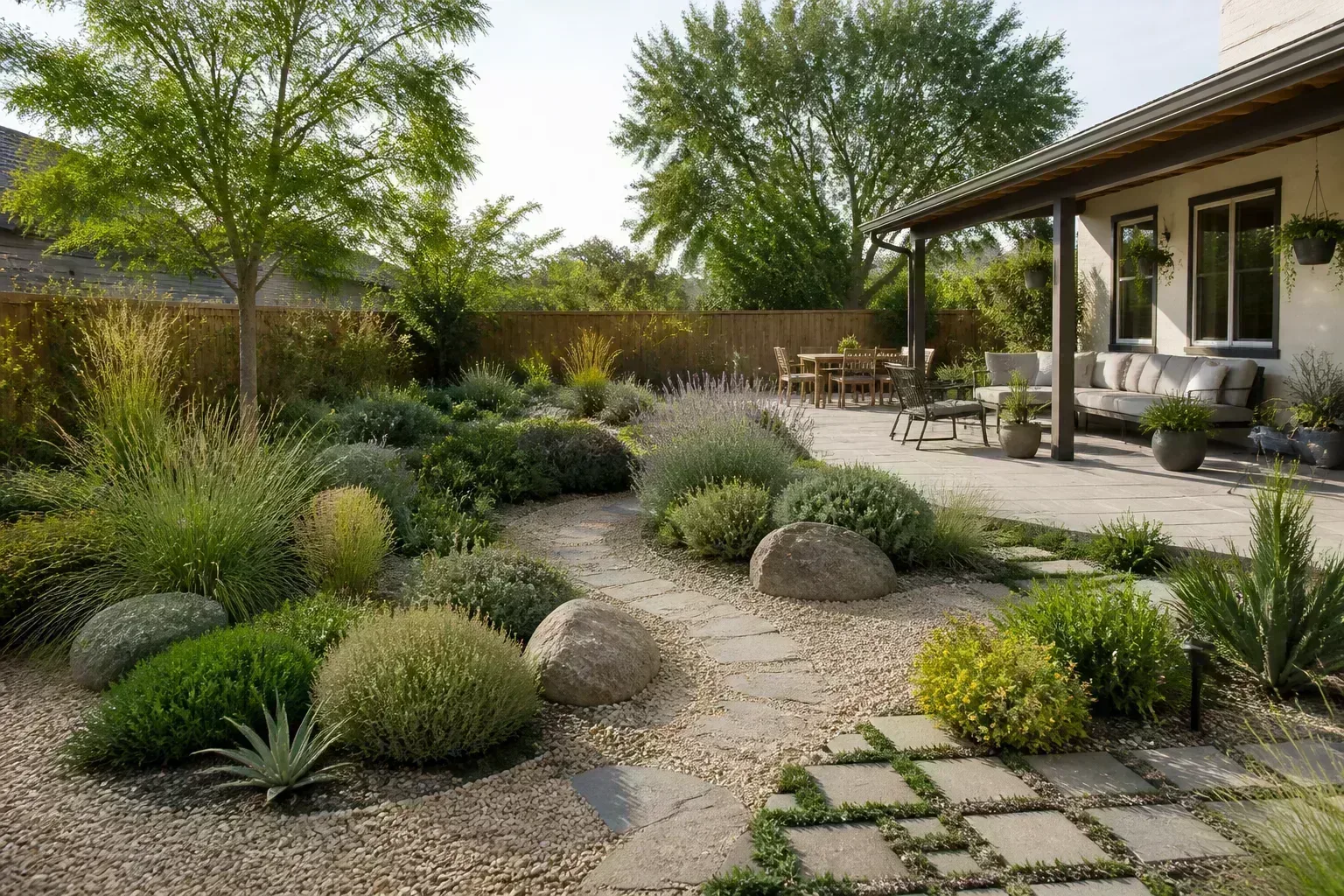 Hero illustrating 19 lush backyard ideas without a traditional lawn