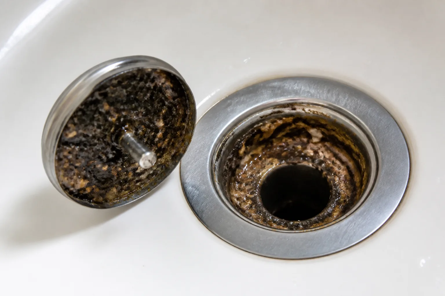 A kitchen sink area where fruit flies often breed when food scraps sit too long in a compost pail