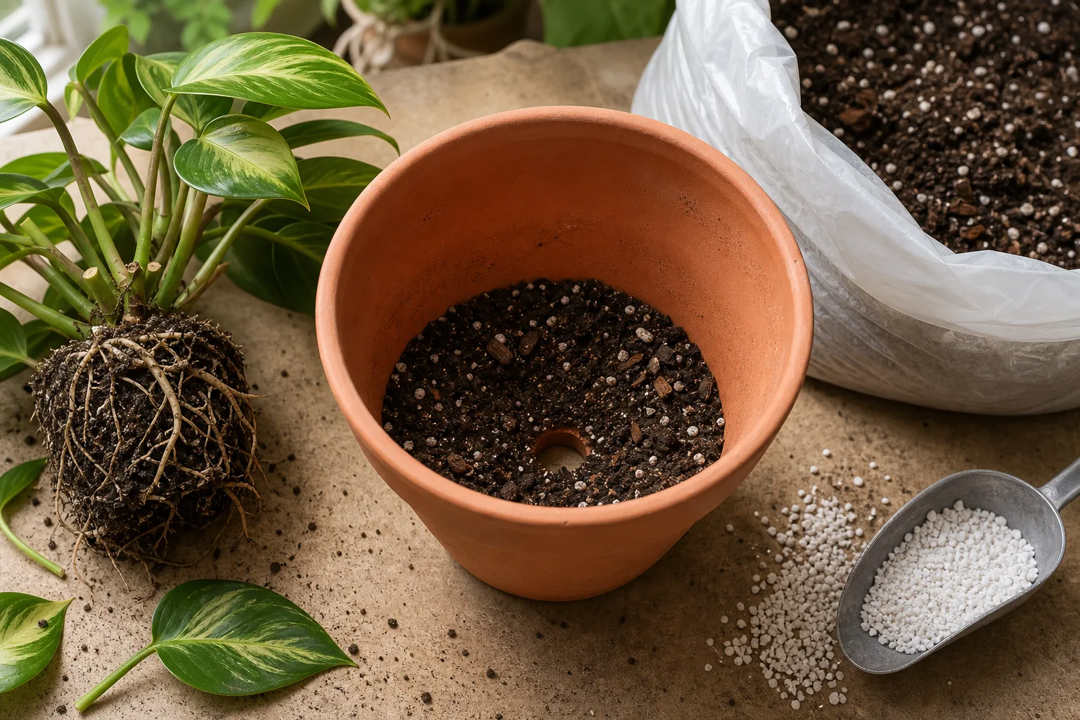 Step 4 Repot Into A Clean Pot With Fresh Mix for step 4 — repot into a clean pot with fresh mix