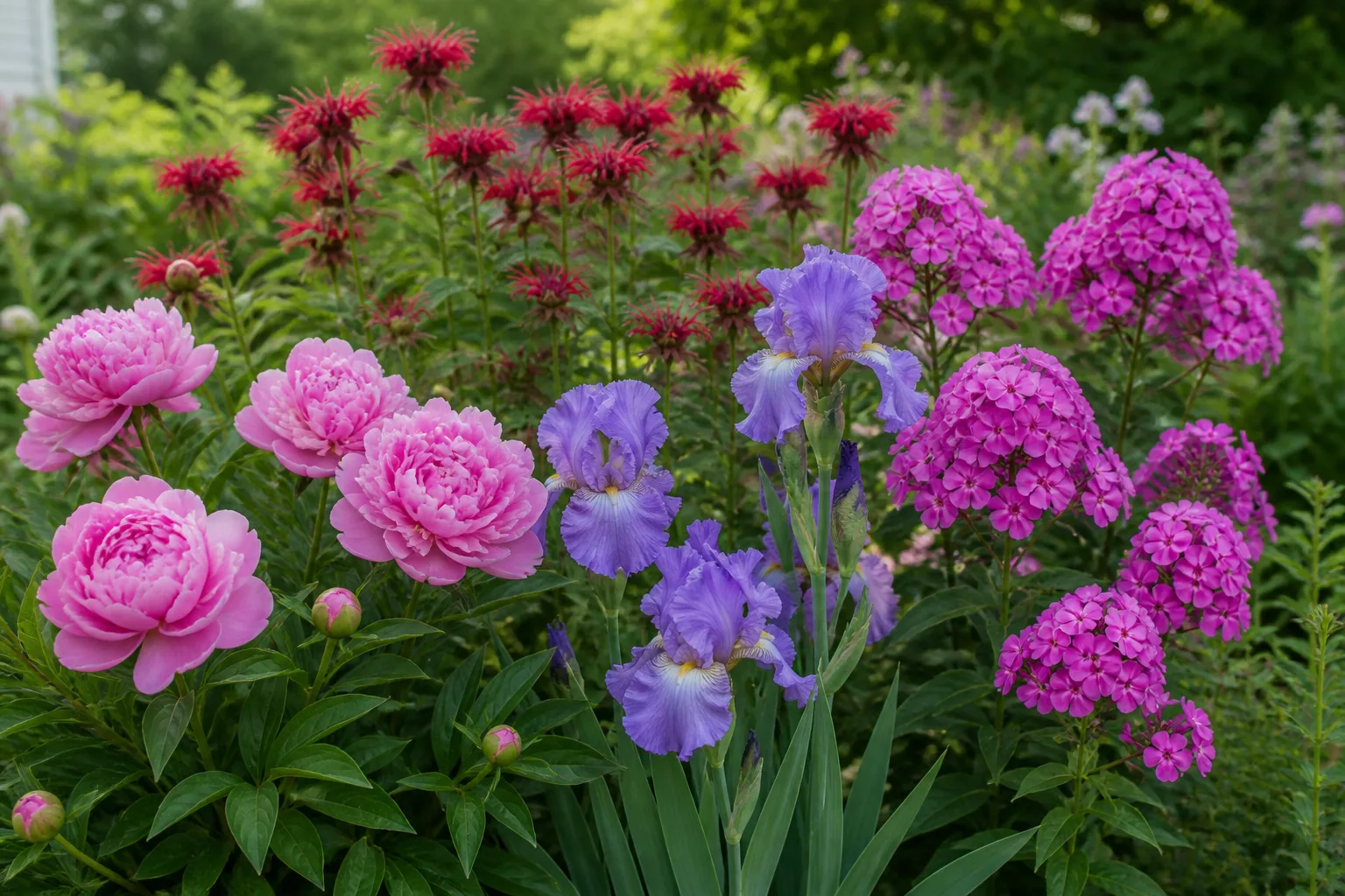 Peonies Irises Phlox And Bee Balm Big Bloom Moments for peonies, irises, phlox, and bee balm — big bloom moments