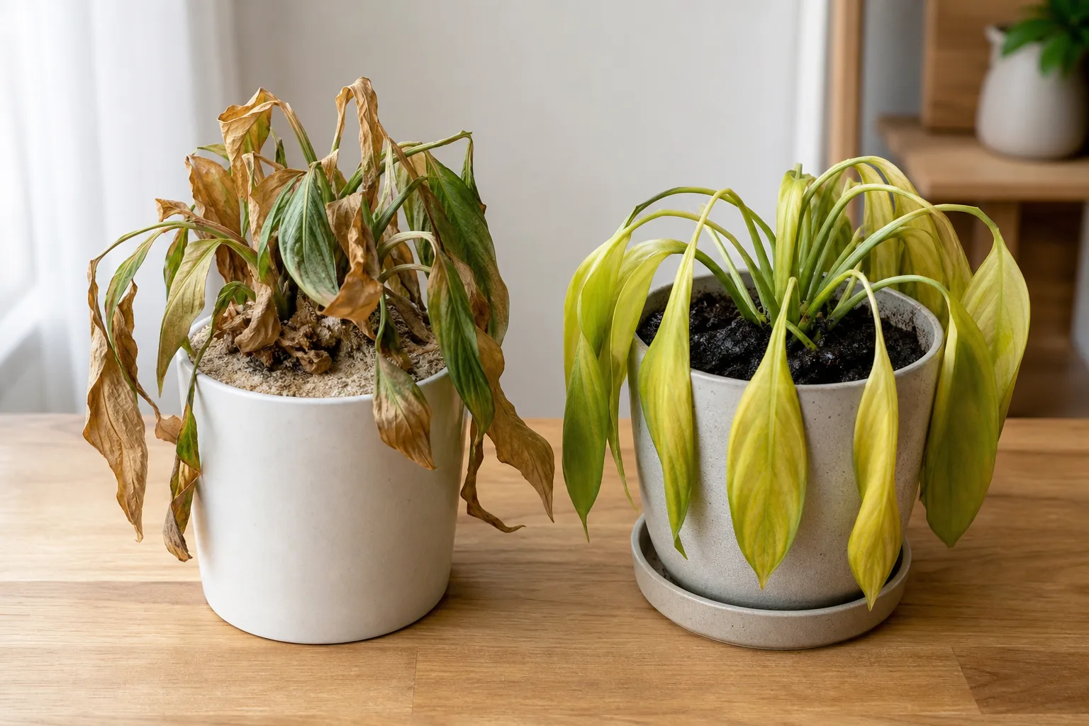 Side By Side Underwatering Vs Overwatering At A Glance for side-by-side: underwatering vs overwatering at a glance