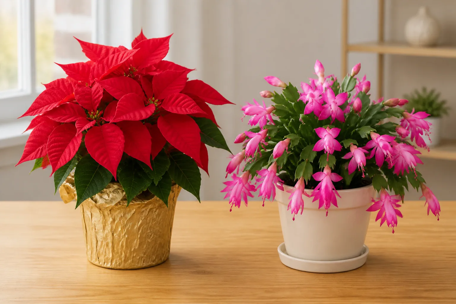 Poinsettia Vs Christmas Cactus At A Glance for poinsettia vs christmas cactus at a glance