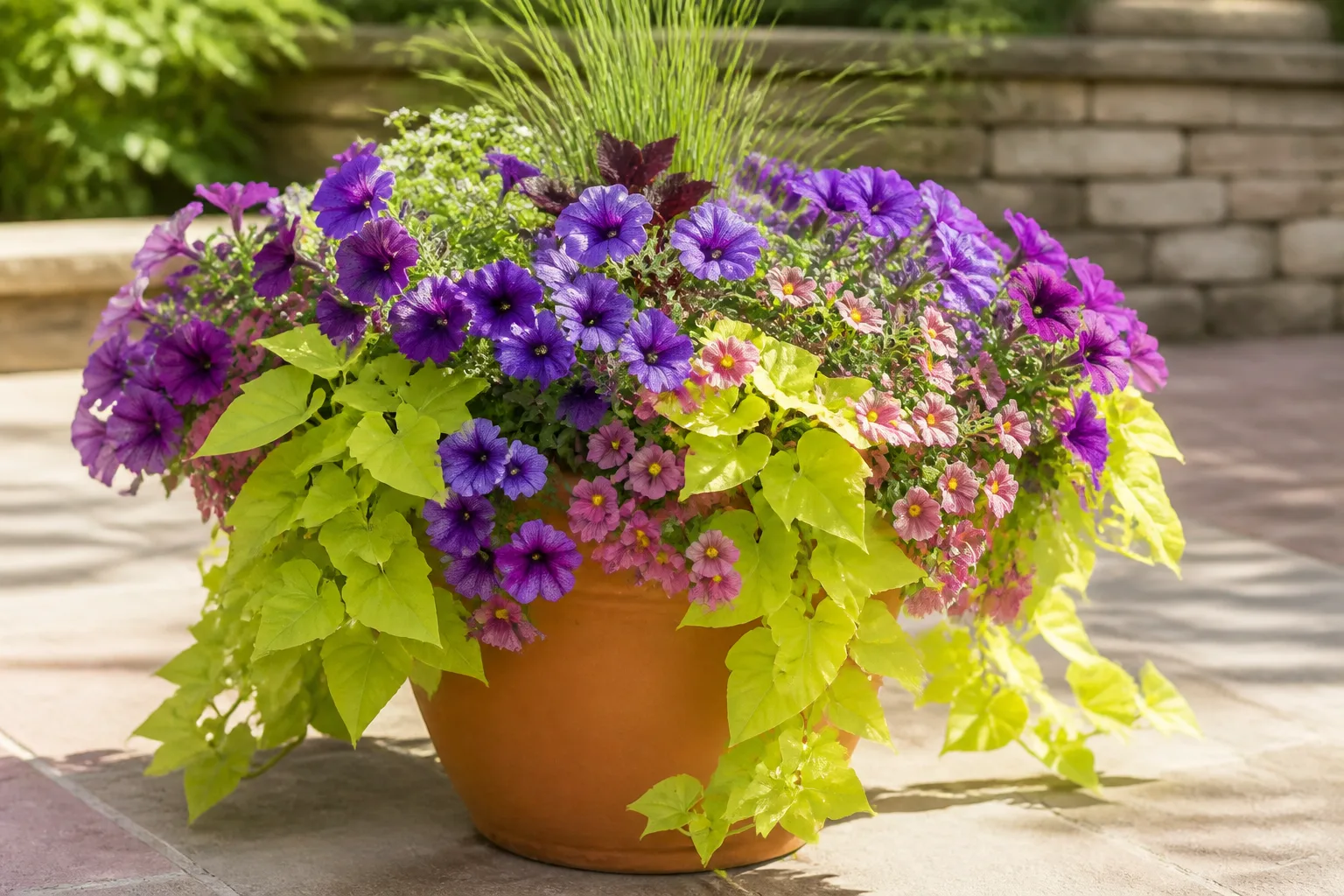 Hero illustrating 28 best spiller plants for container gardens