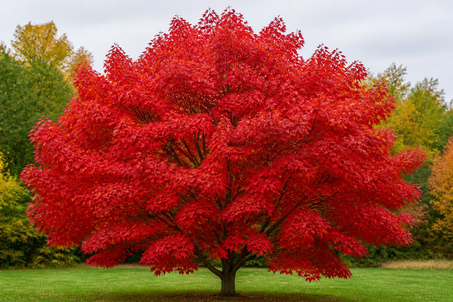 Maple foliage in brilliant orange and red autumn color