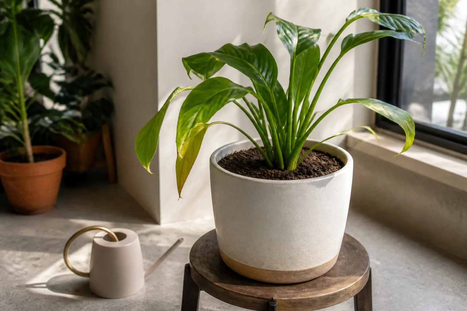 Week-by-week houseplant transplant shock recovery timeline from day-2 wilt to week-3 taper