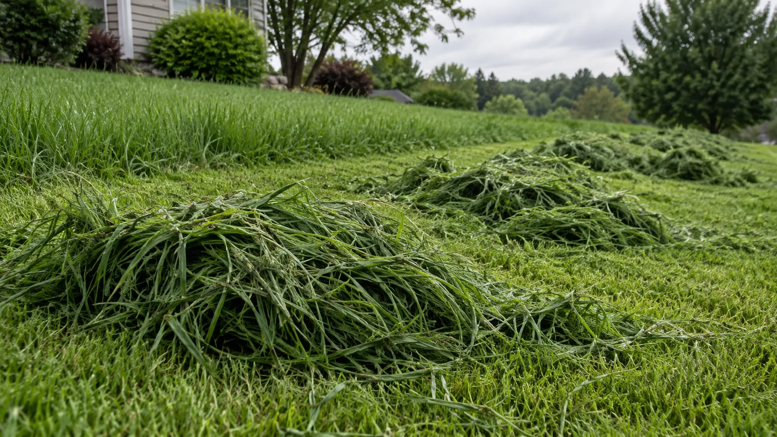 Long, damp clippings form thick windrows that should be collected or spread rather than left in place