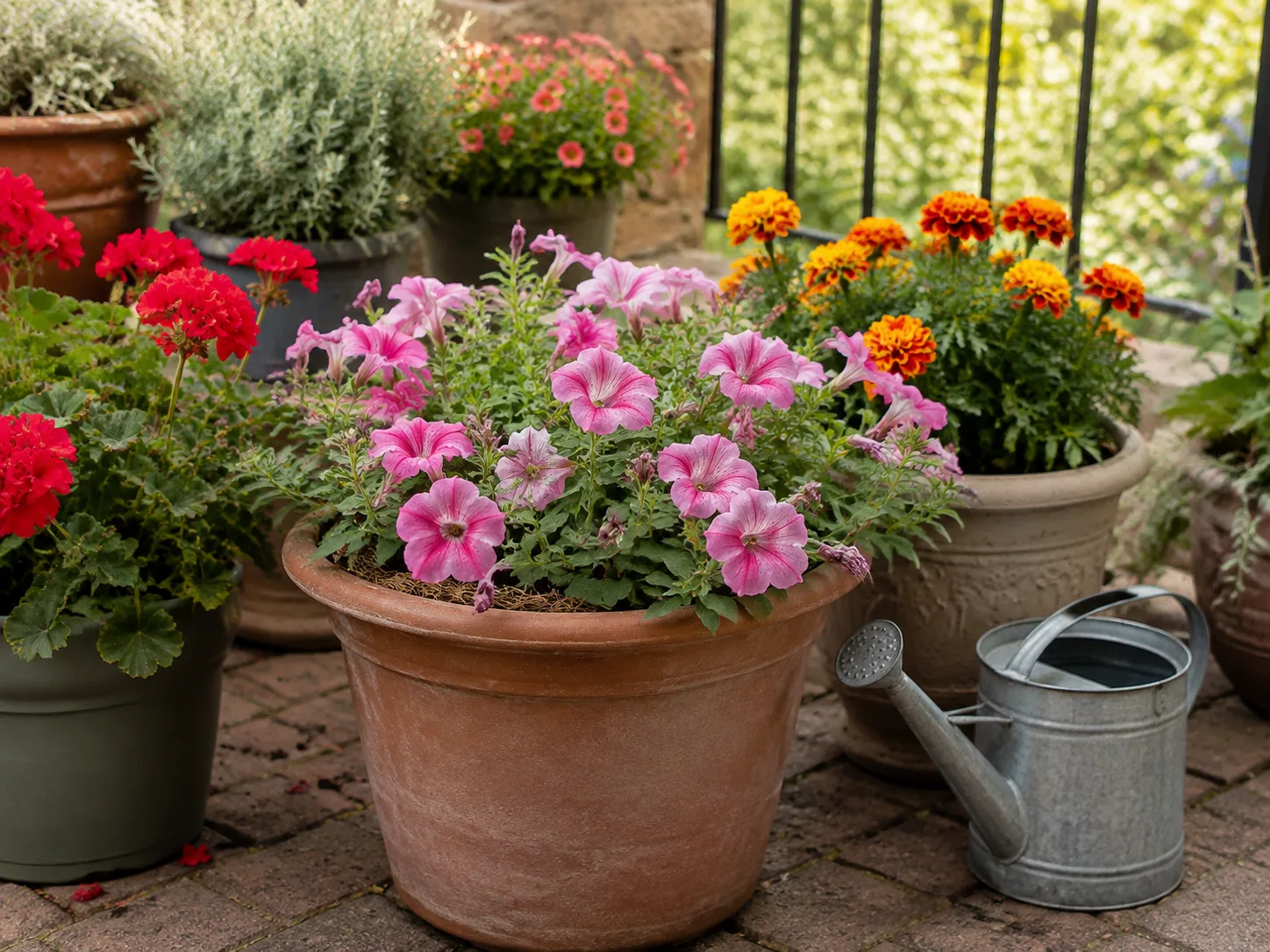Container and bed-grown annual flowers ready for late-season care
