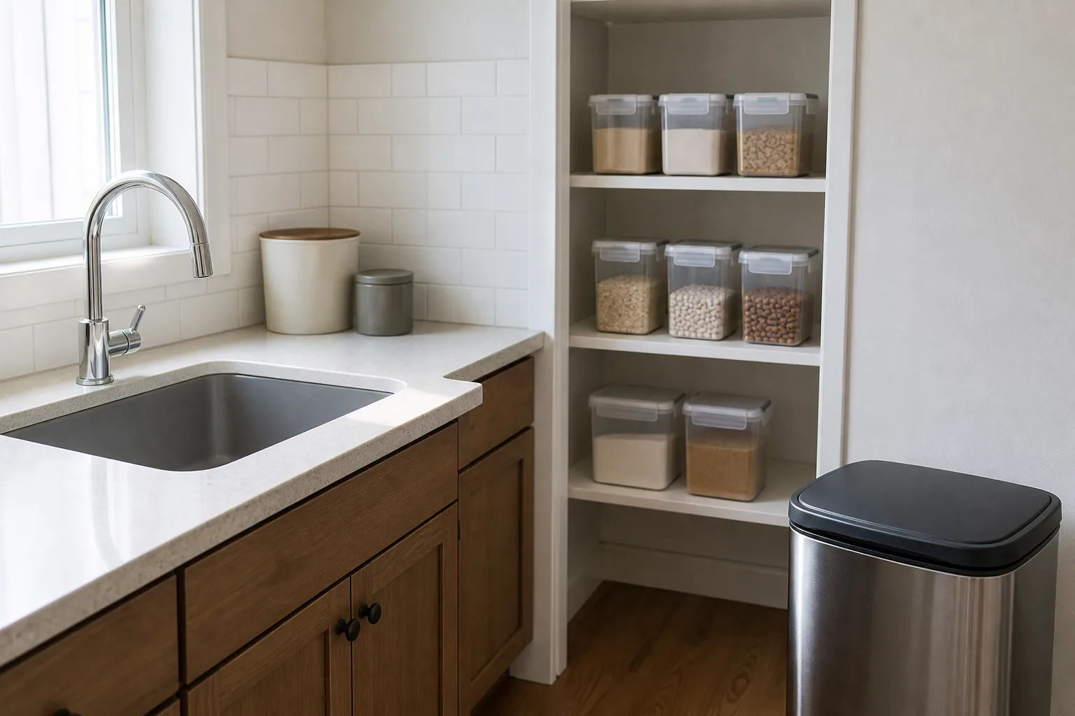1. under sinks and inside cabinet toe-kicks