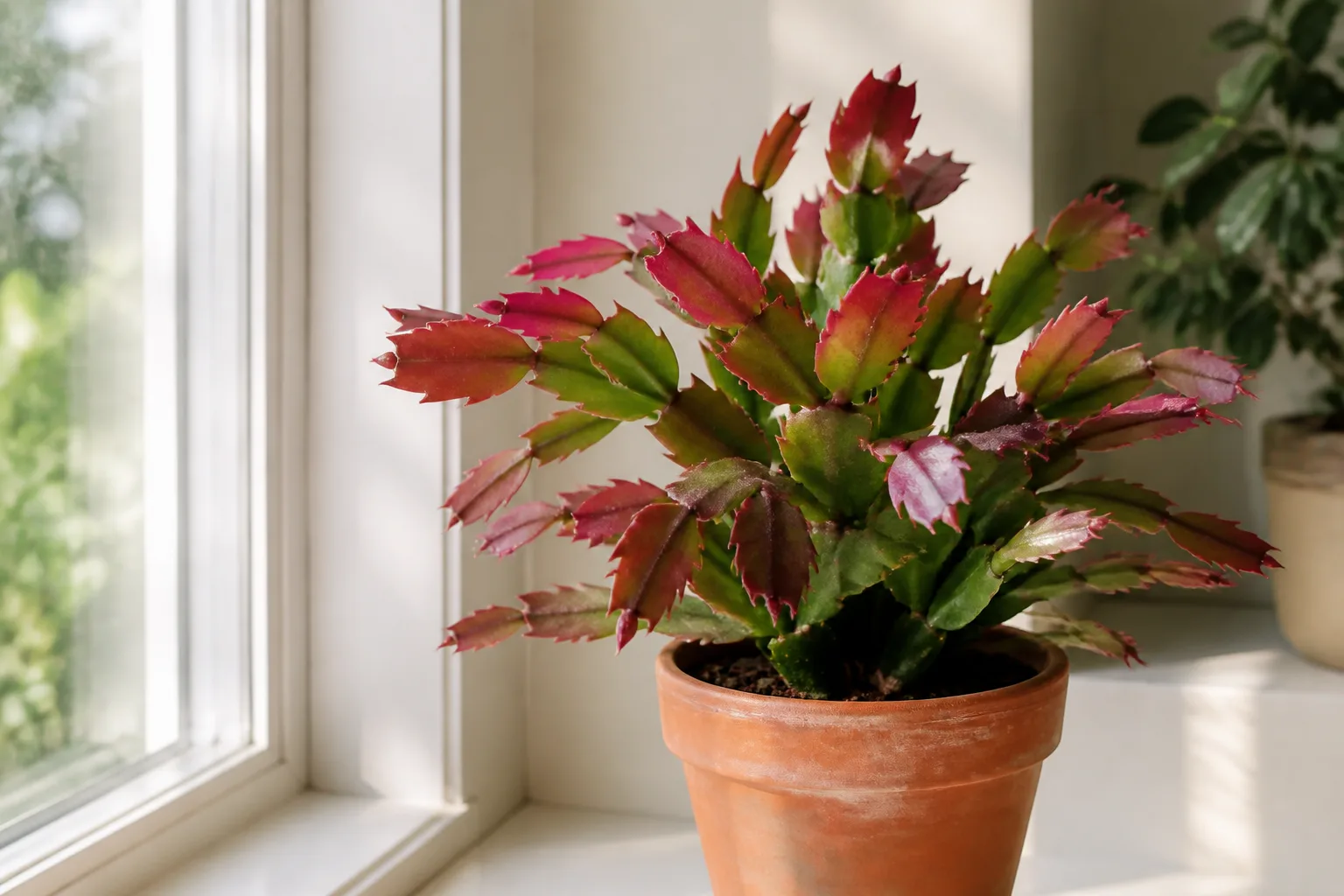 Hero illustrating christmas cactus turning red