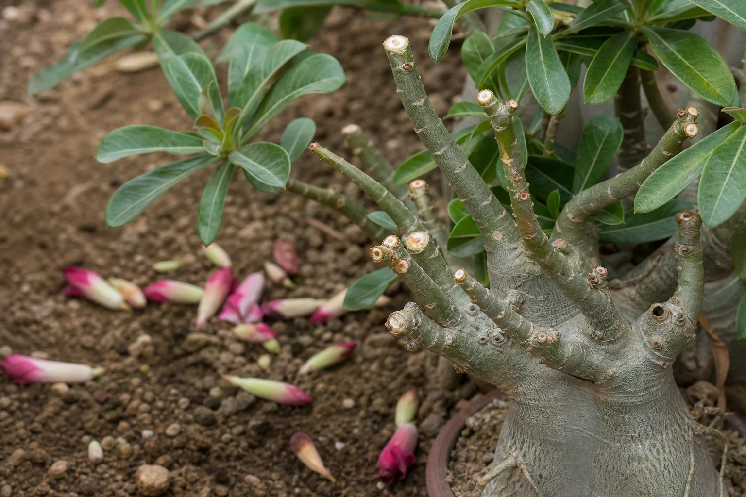 Adenium showing bud drop