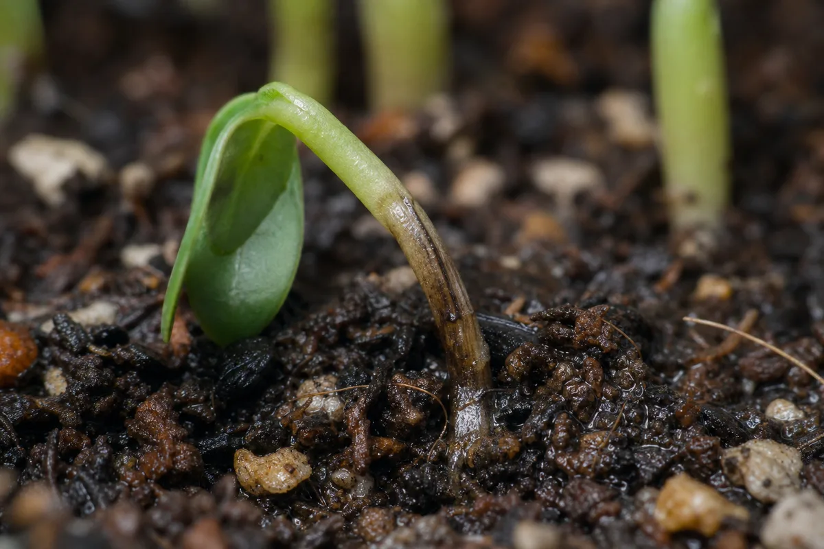 Close-up of Damping Off on Adenium - diagnostic detail