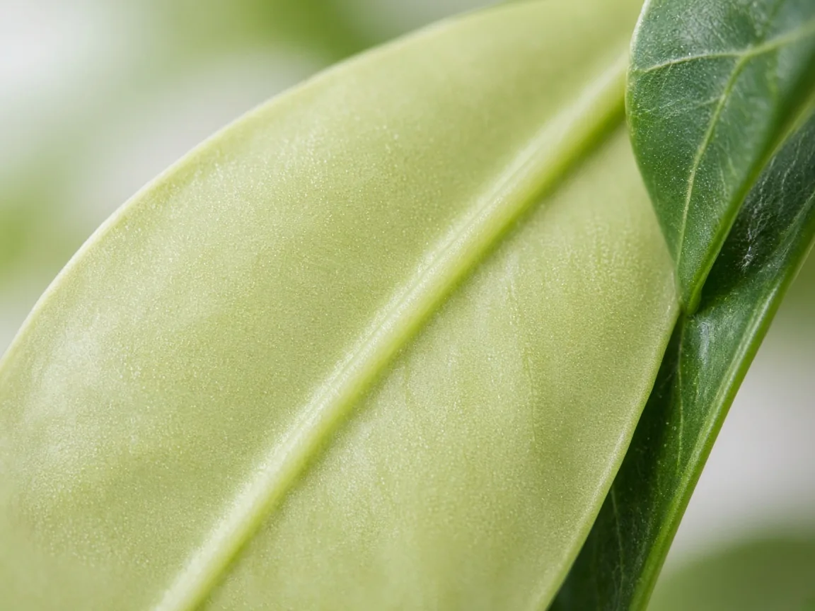 Close-up of pale washed-out Adenium obesum leaf