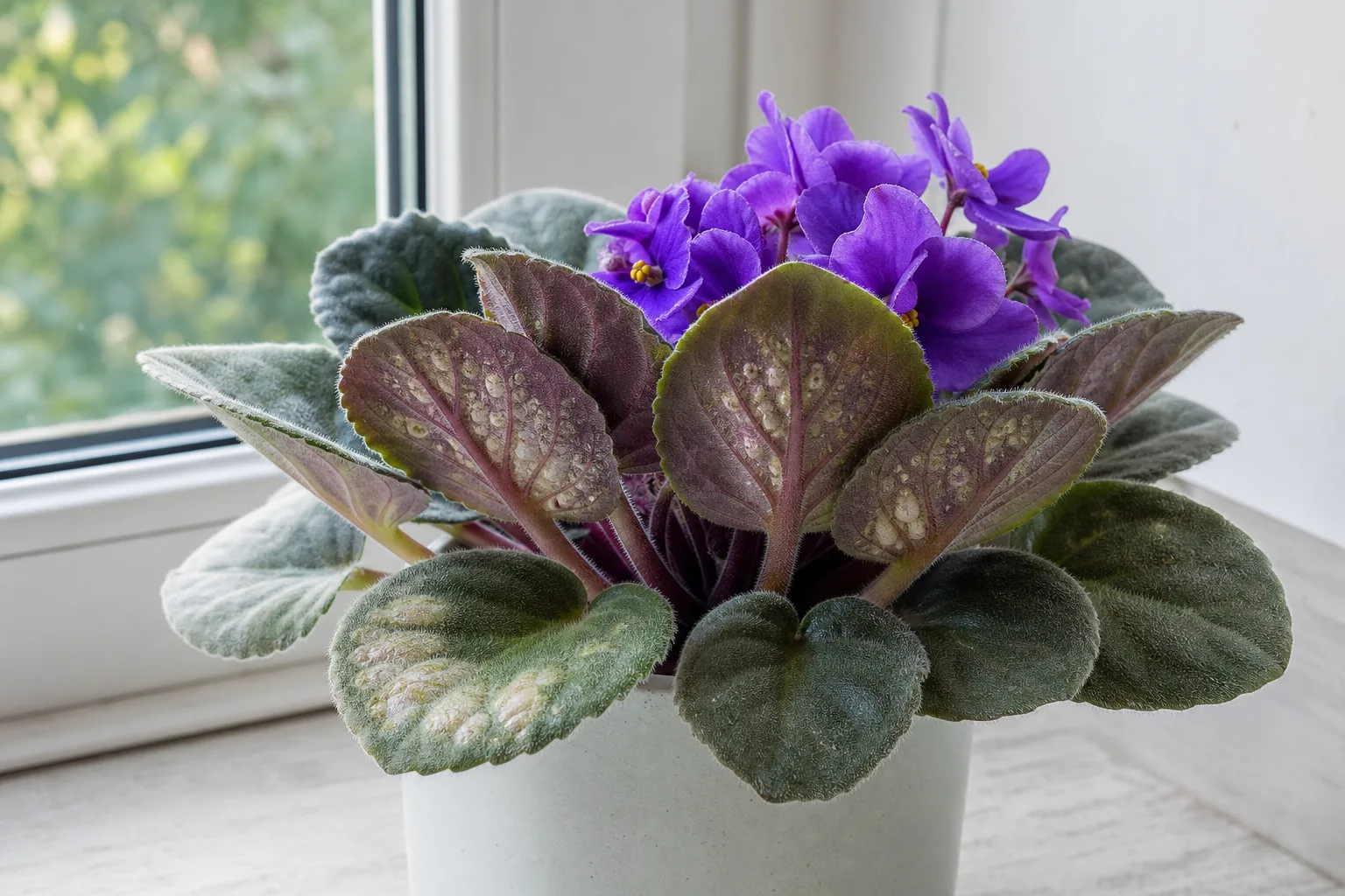 Edema on African Violet - visible symptom on the plant