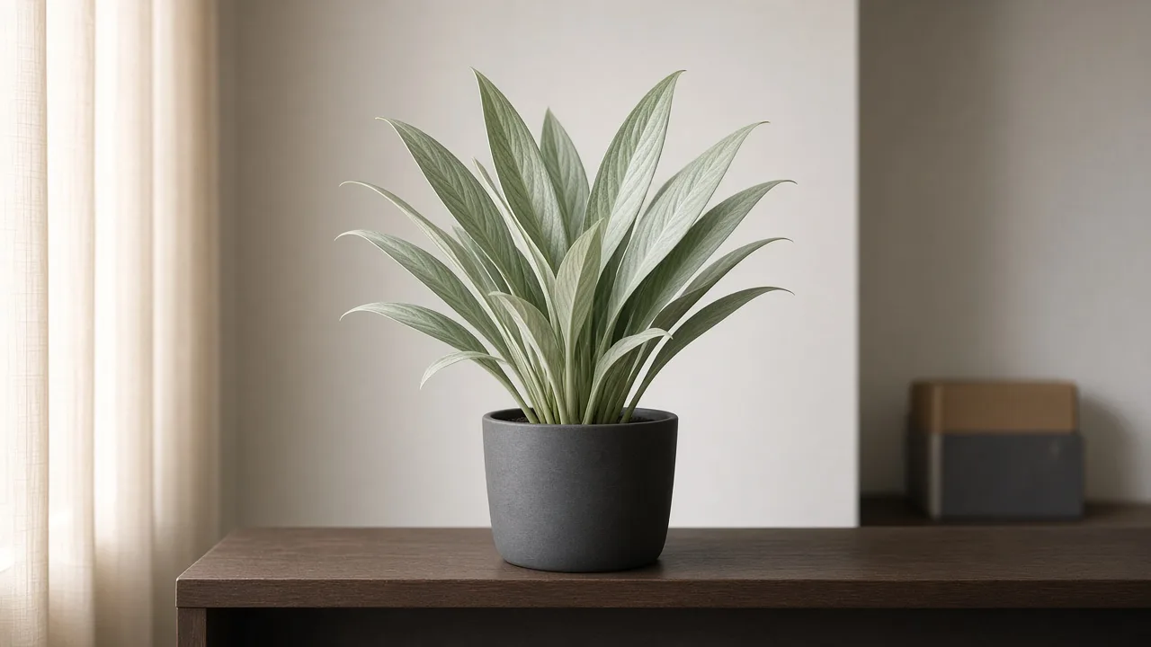 Pale Leaves on Aglaonema Cutlass - washed-out green with faded silver veining