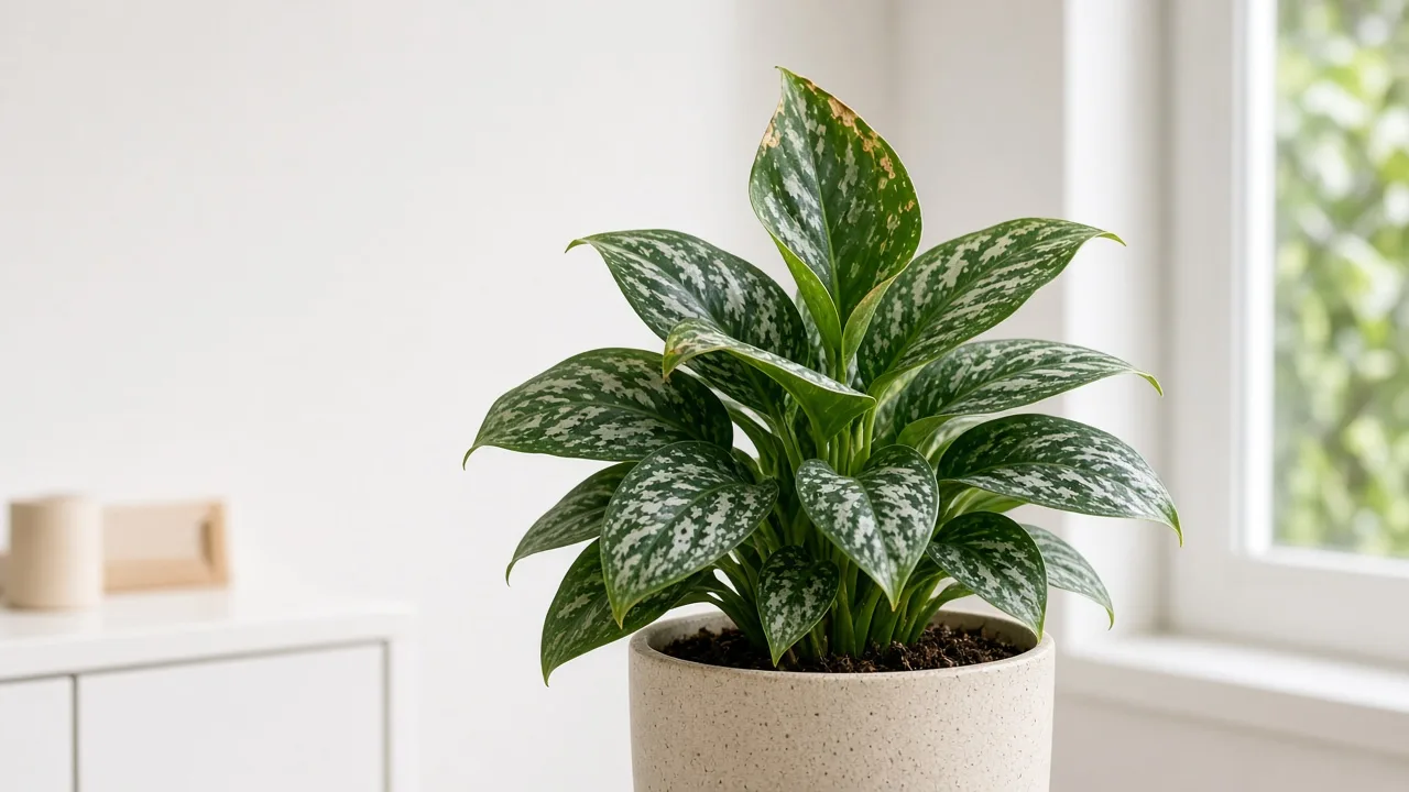 Calcium deficiency on Aglaonema Maria - cupped new broad oval leaf at the crown flush