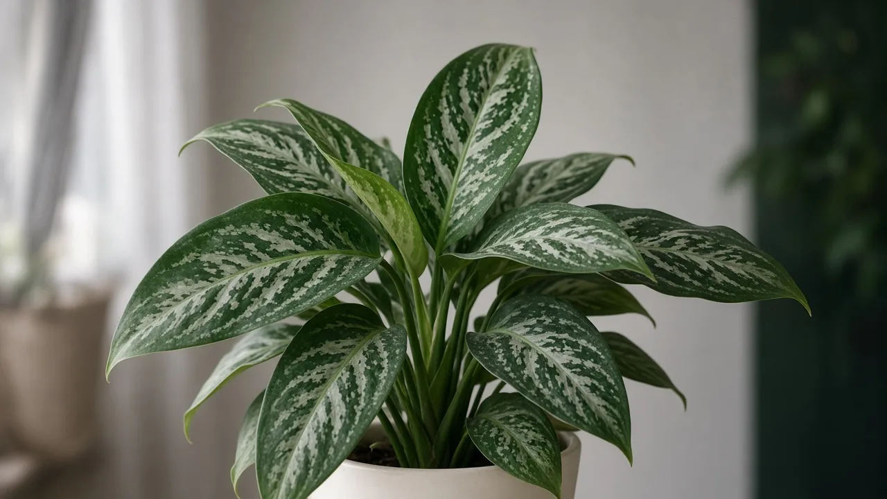 Pale Leaves on Aglaonema Maria - dulled silver striping on dark green foliage