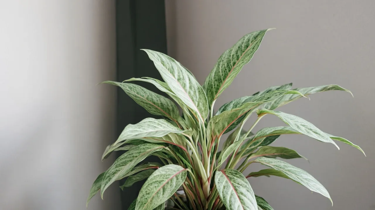 Pale Leaves on Aglaonema - washed-out variegation on Chinese evergreen foliage