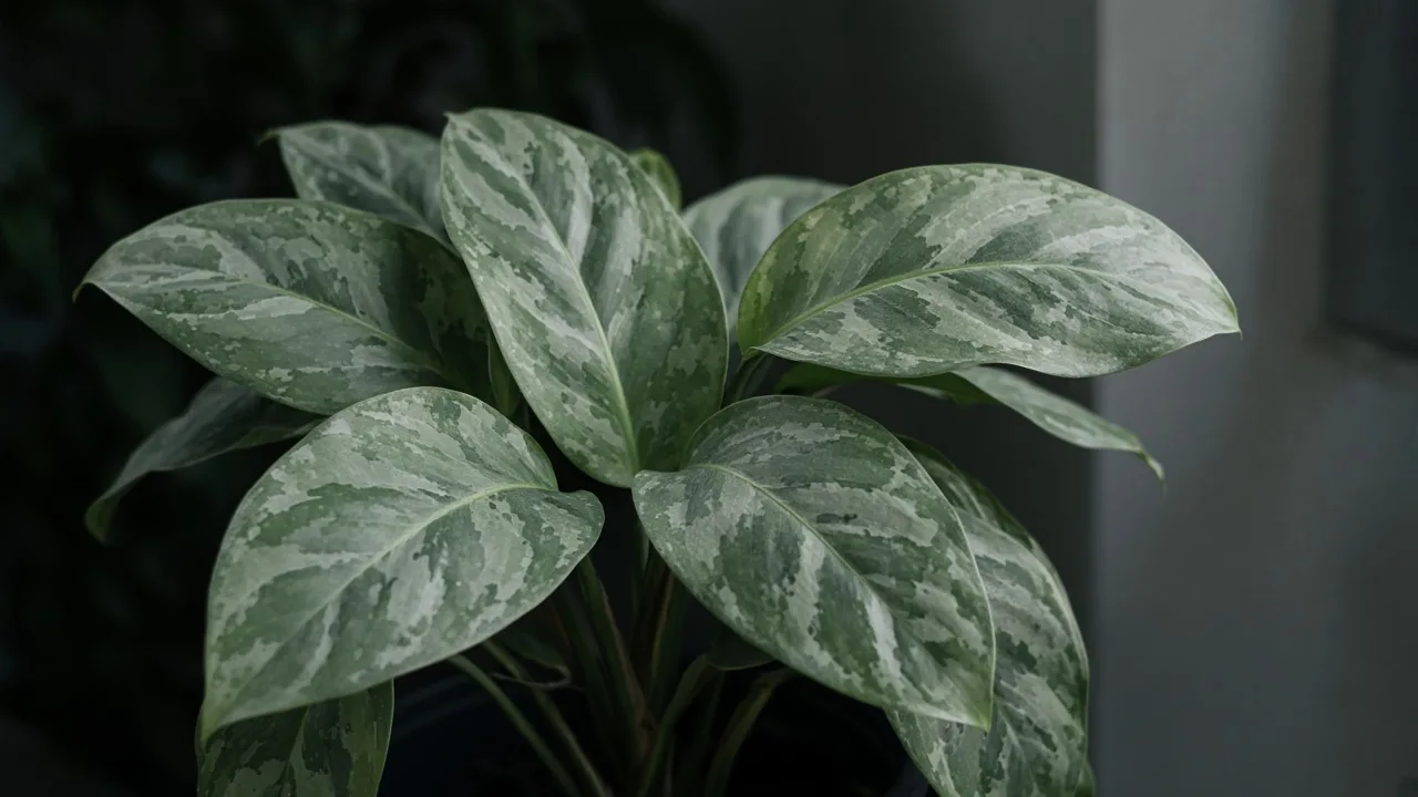 Pale Leaves on Aglaonema Pictum Tricolor - visible symptom on variegated Chinese evergreen foliage