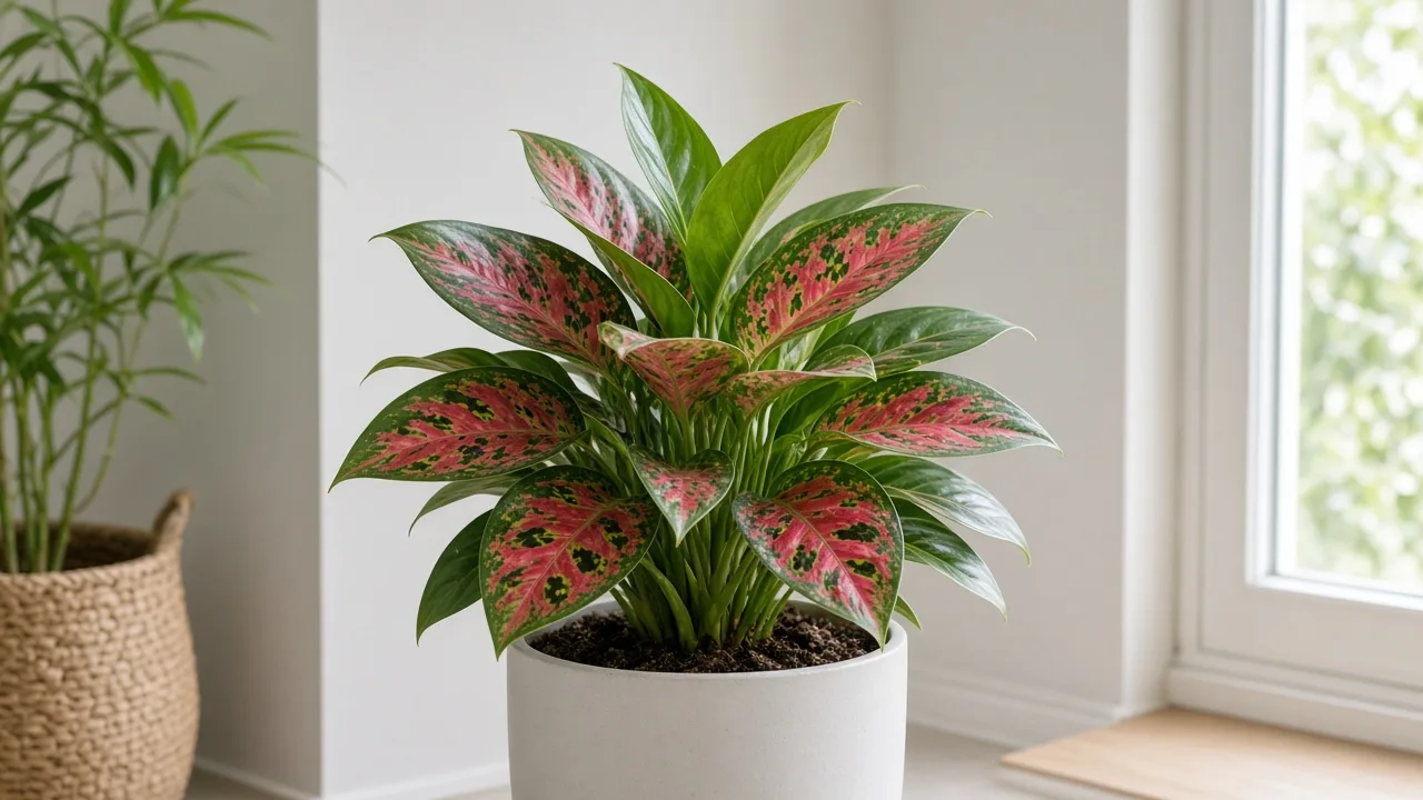 Black Spots on Aglaonema Red Valentine - lesions on pink-red variegated leaves