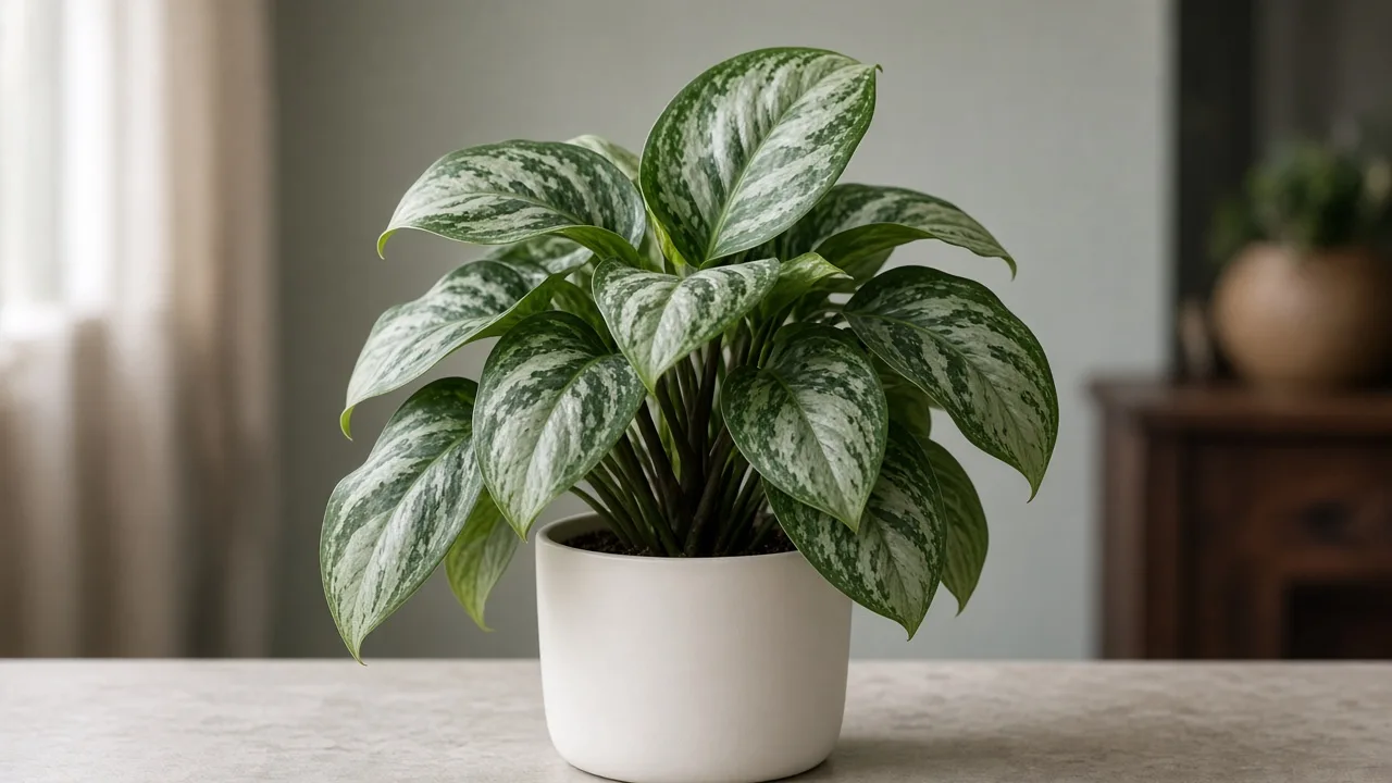 Curling Leaves on Aglaonema Silver Bay - visible symptom on variegated Chinese evergreen foliage