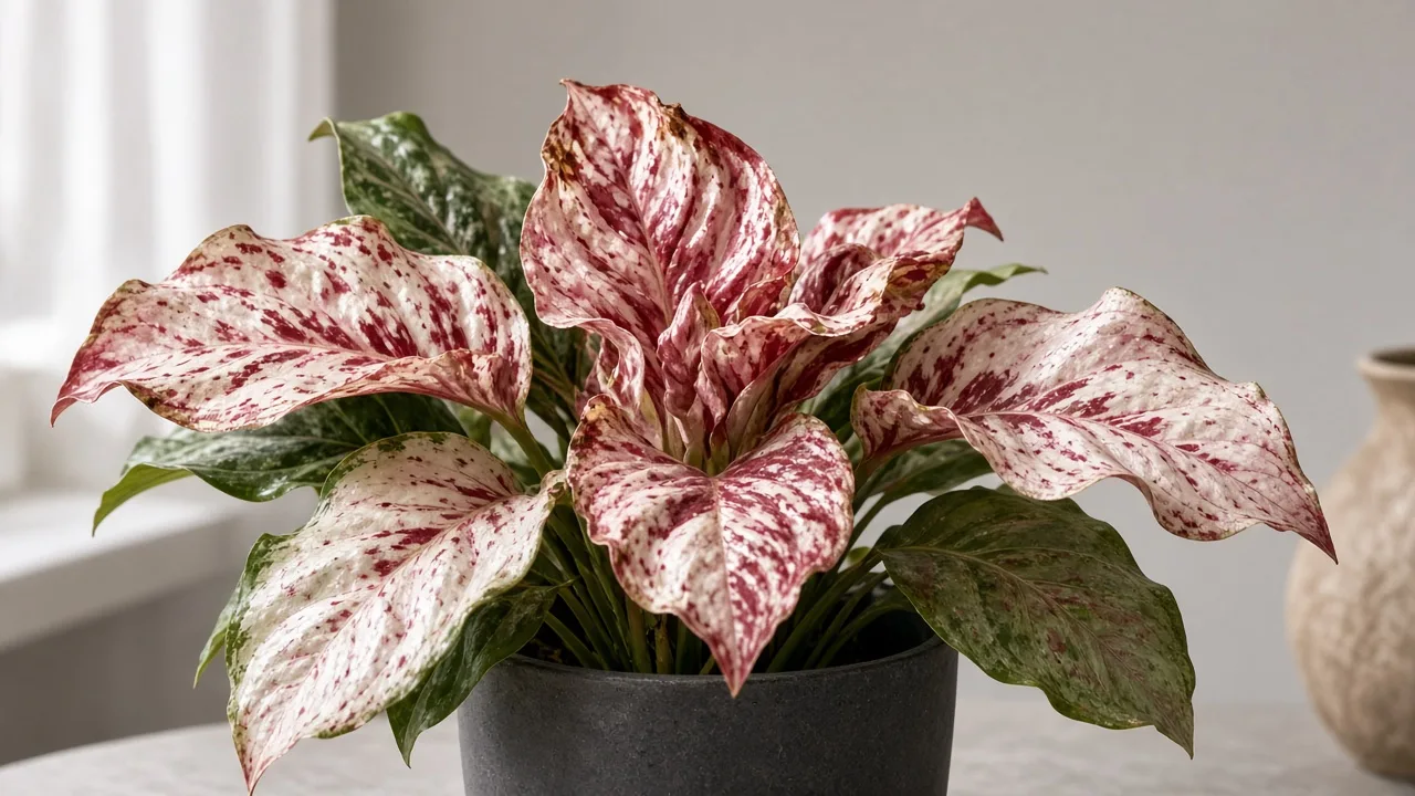 Distorted Leaves on Aglaonema Snow White - crinkled rose-white new growth