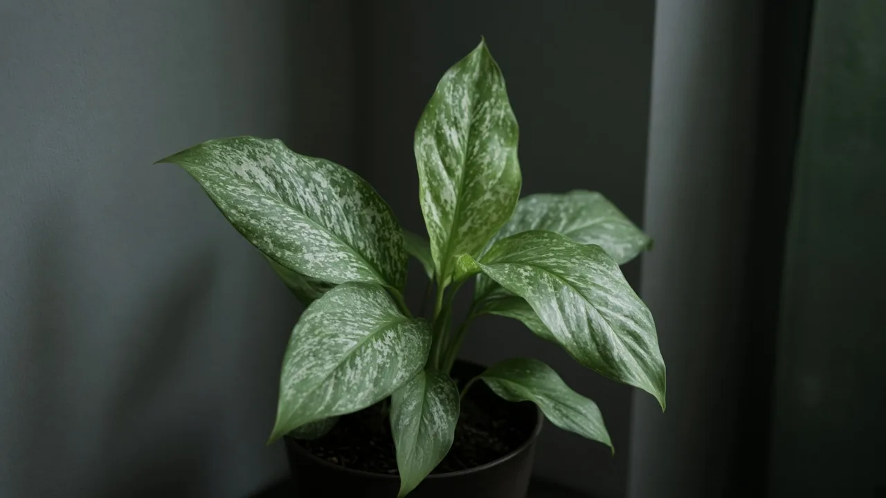 Pale Leaves on Aglaonema Snow White - washed rose-white variegation on foliage
