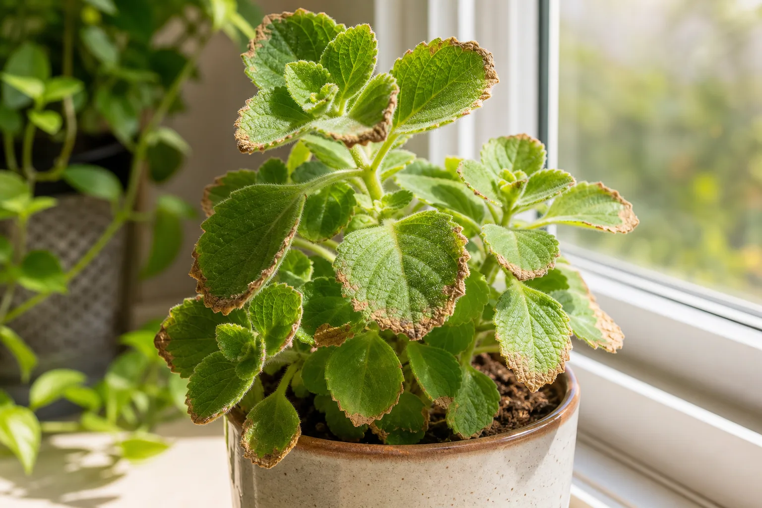 Brown Tips on Ajwain Plant - visible symptom on the plant