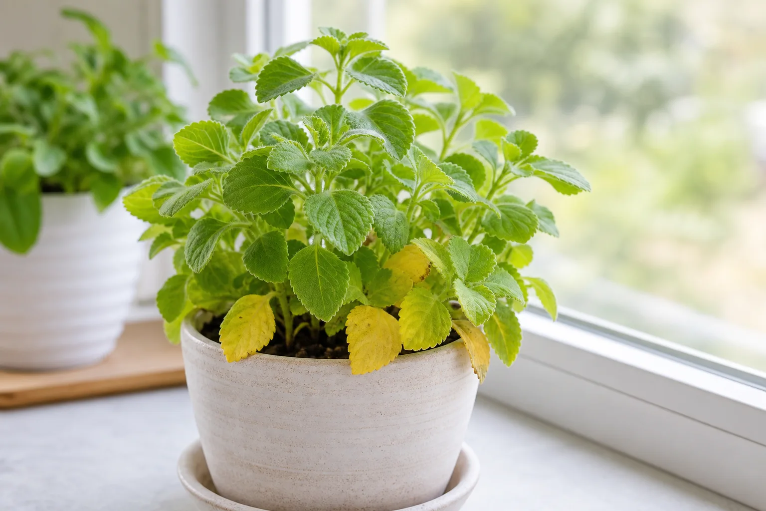 Yellow Leaves on Ajwain Plant - visible symptom on the plant