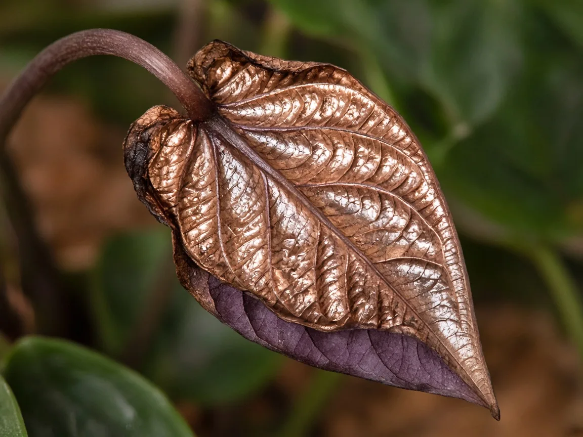 Close-up of wilting on Alocasia Cuprea - diagnostic detail
