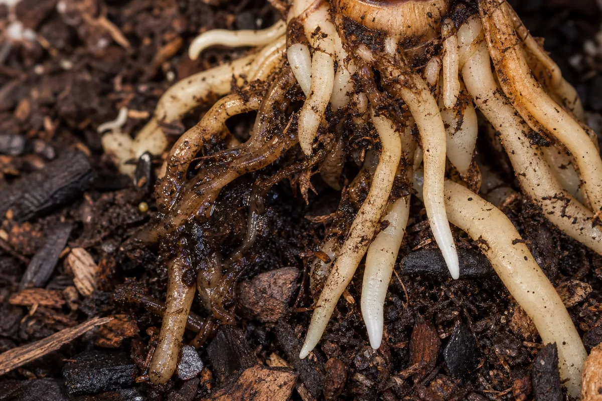 Close-up of Root Rot on Alocasia Dragon Scale - diagnostic detail