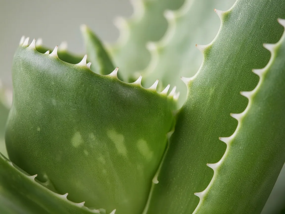 Close-up of curling leaves on Aloe Vera - diagnostic detail