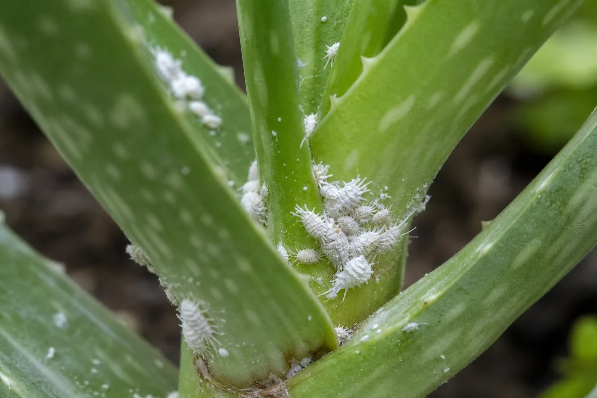 Close-up of Mealybugs on Aloe Vera - diagnostic detail