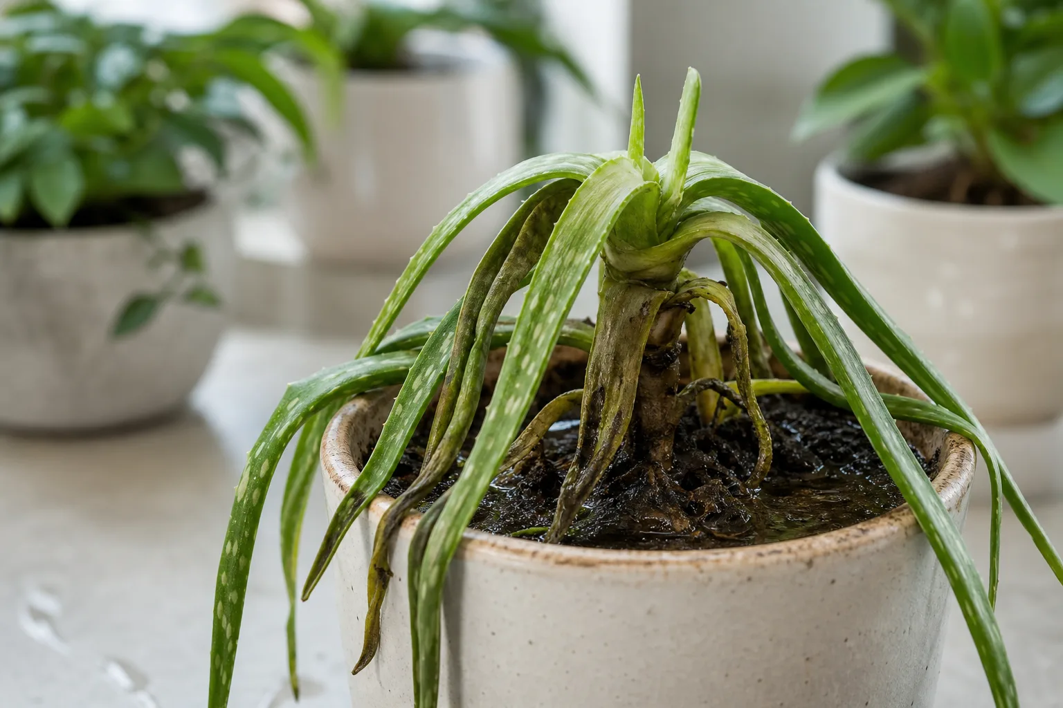 Root Rot on Aloe Vera - visible symptom on the plant