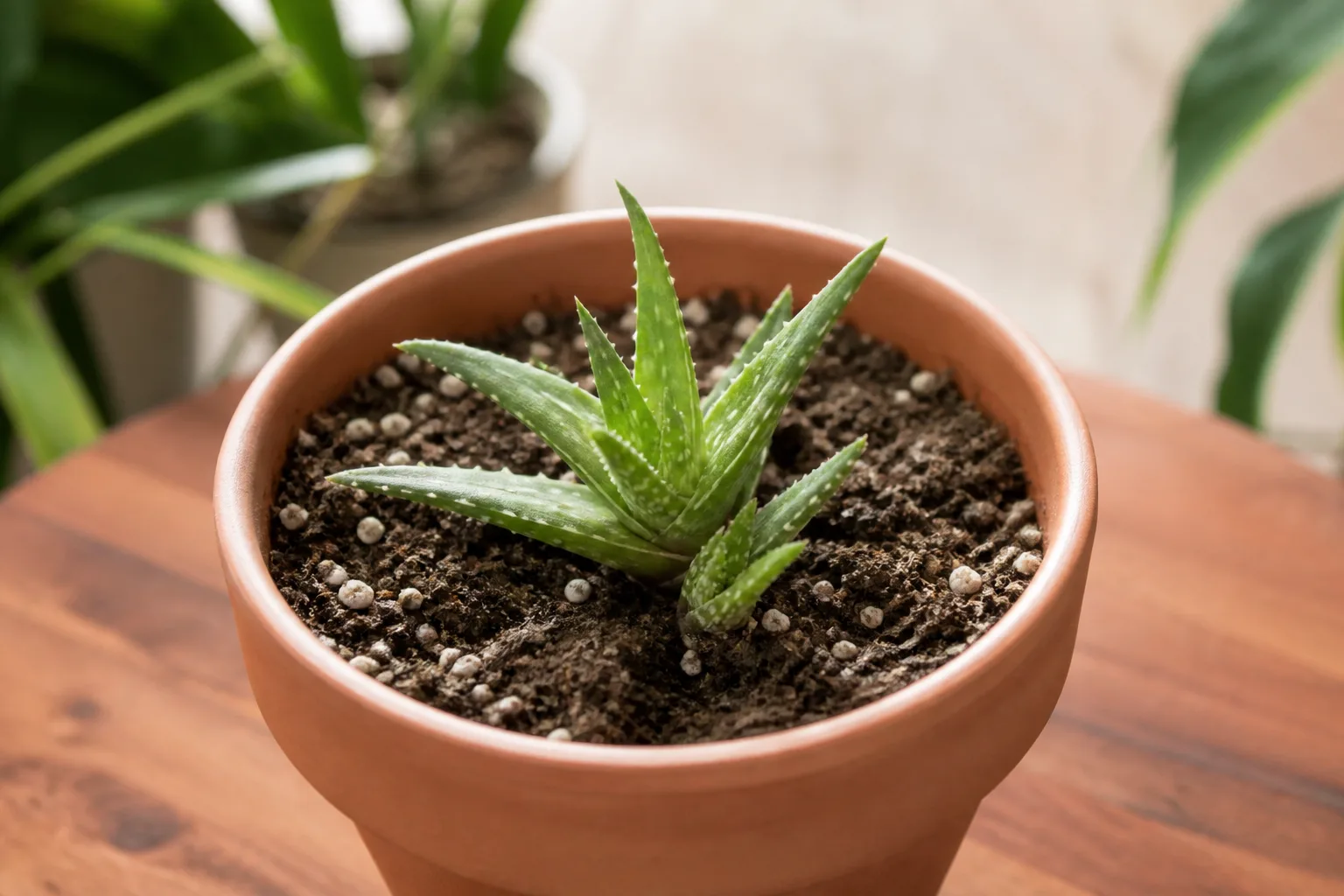Slow Growth on Aloe Vera - visible symptom on the plant