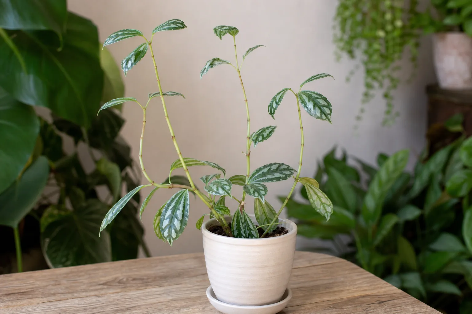 Leggy Growth on Aluminum Plant - visible symptom on the plant