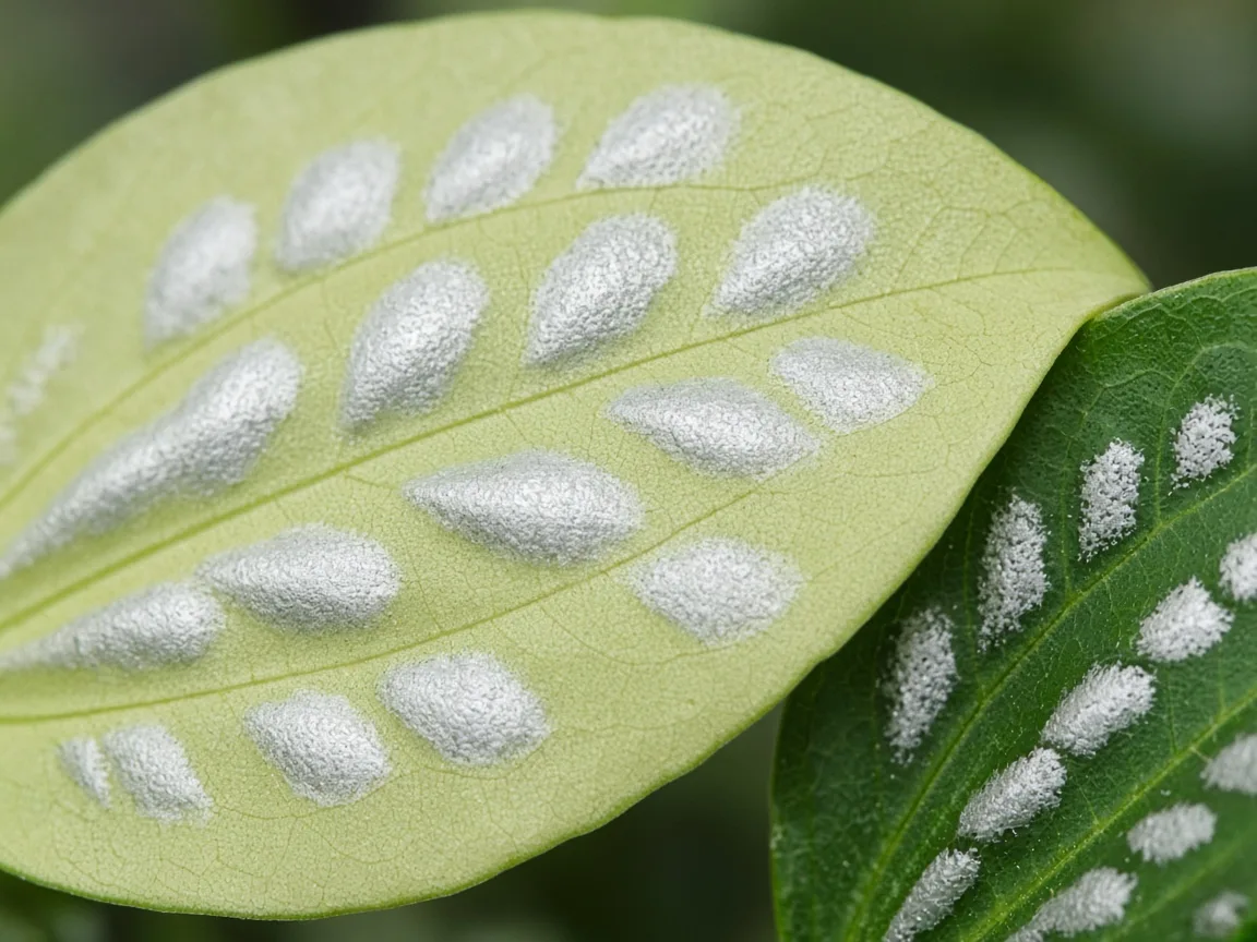 Close-up of Pale Leaves on Aluminum Plant - diagnostic detail