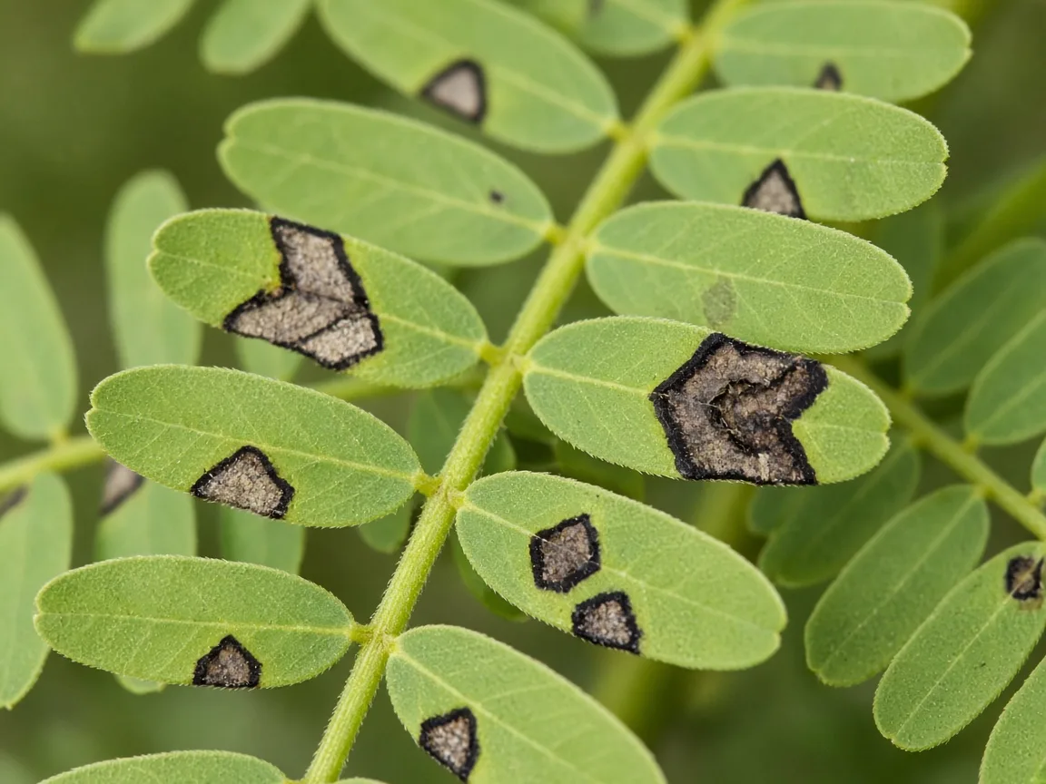 Close-up of black spots on amla - diagnostic detail