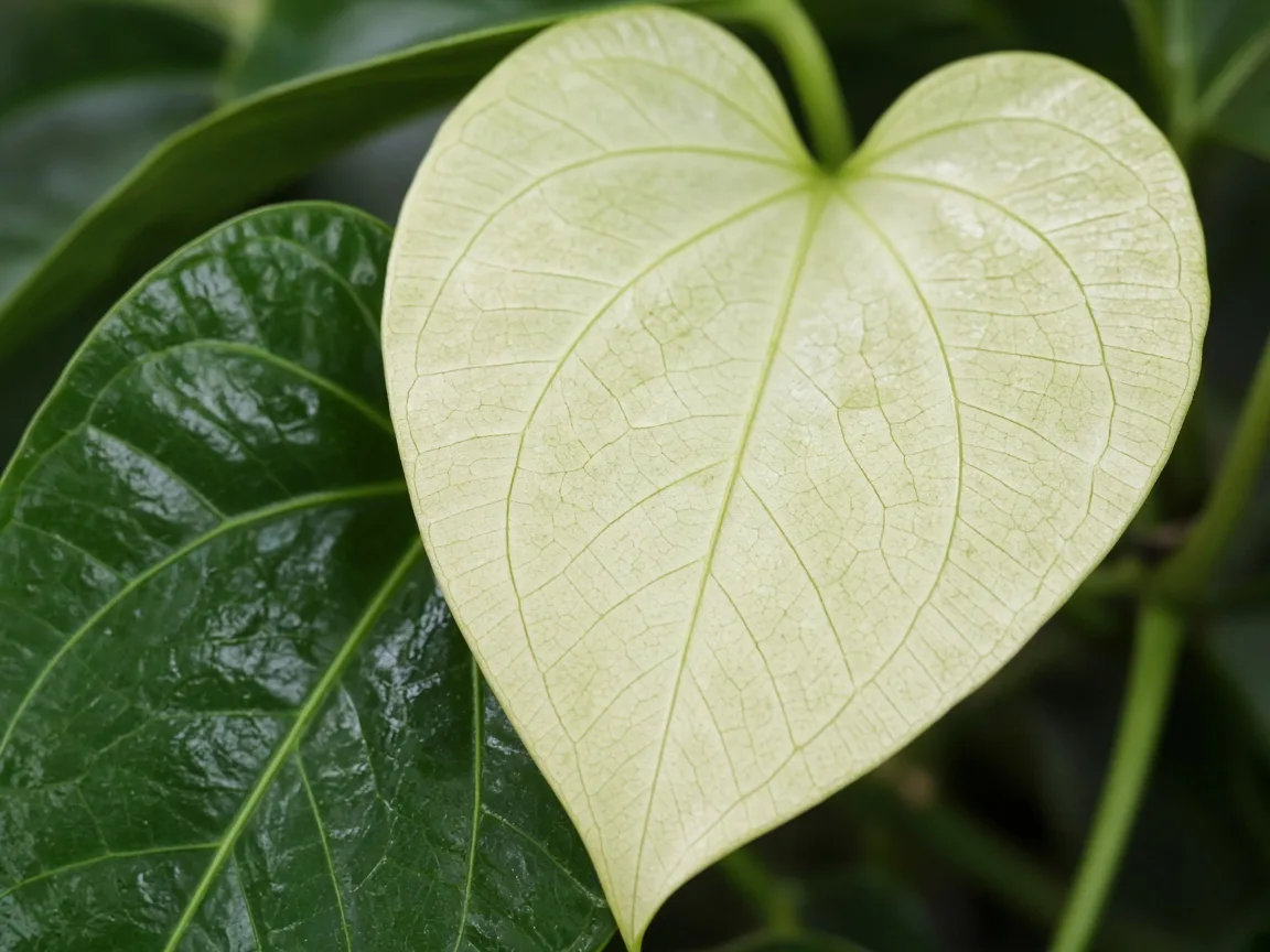 Close-up of Pale Leaves on Anthurium - diagnostic detail