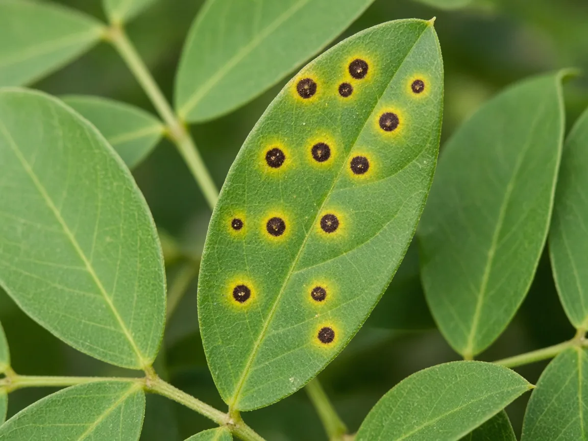 Close-up of Black Spots on Aparajita - diagnostic detail